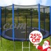 ORCC 12' 15' Trampoline with Enclosure Ladder Wind Stakes & Rain Cover - Round   